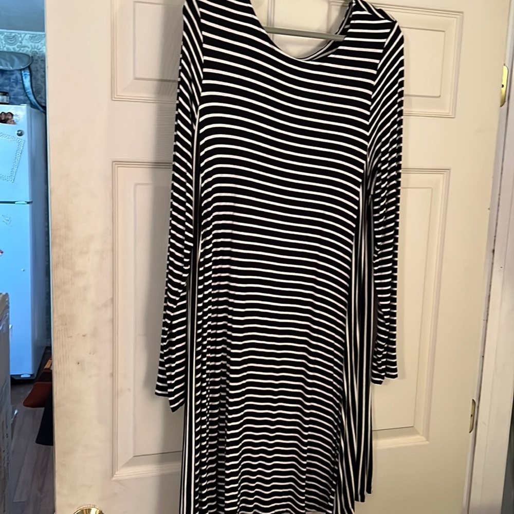 Black and White Striped Shirt Dress